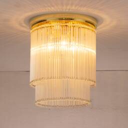 Ceiling D??co Chandelier ??32 cm Diameter With Glass Canes & Pearl Made in Italy Murano Silk Color - thumbnail 1