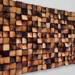 Reclaimed Pine Wood Wall Art - Geometric Mosaic Decor - thumbnail 2