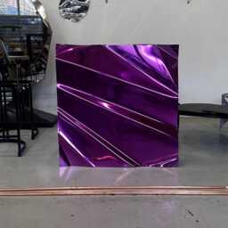 Handmade Metal Wall Sculpture Convex Fuchsia Mirror Art - 125cm - thumbnail 3