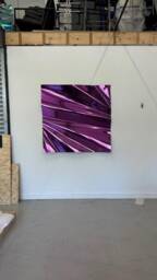 Handmade Metal Wall Sculpture Convex Fuchsia Mirror Art - 125cm