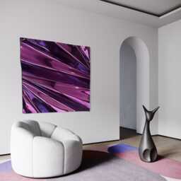 Handmade Metal Wall Sculpture Convex Fuchsia Mirror Art - 125cm - thumbnail 2