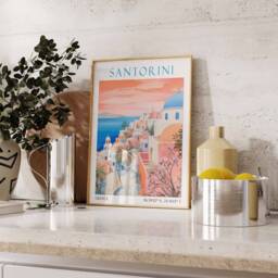 Santorini Travel Print, Poster, Landscape Greece Wall Art, Greek Decor, Gift - thumbnail 2
