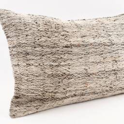 Handmade Turkish Kilim Lumbar Pillow Cover 16x24 Wool Cushion - thumbnail 3