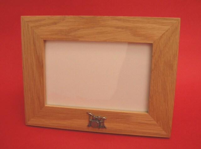 "Drum Kit Design Real Oak Picture Frame 4"" X 6" - image 1
