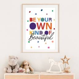 Be Your Own Kind Of Beautiful Print, Girls Nursery Prints, Rainbow Wall Art, Bedroom Decor, Playroom Inspirational Quotes, Home - thumbnail 3