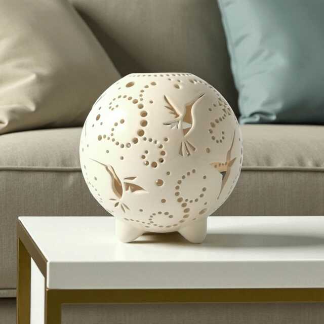 Hummingbird Ceramic Lantern Christmas Tea Light Holder, Gardening Gift - image 1
