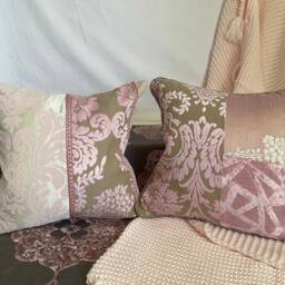"Designers Guild Floral Pillow Cover Romantic Pink Grey Quilted Cushion - 15""x 15" - thumbnail 3