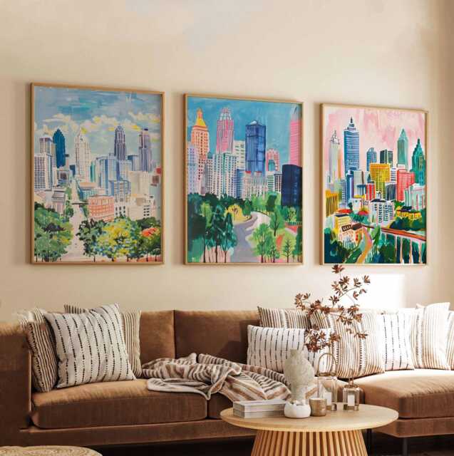 Set Of 3 Atlanta Georgia Posters, Travel Posters Set, Prints, Wall Art, City Decor, Skyline Print - image 1