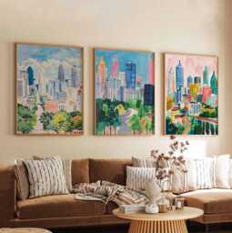 Set Of 3 Atlanta Georgia Posters, Travel Posters Set, Prints, Wall Art, City Decor, Skyline Print - thumbnail 1