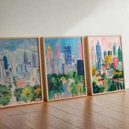 Set Of 3 Atlanta Georgia Posters, Travel Posters Set, Prints, Wall Art, City Decor, Skyline Print - thumbnail 2