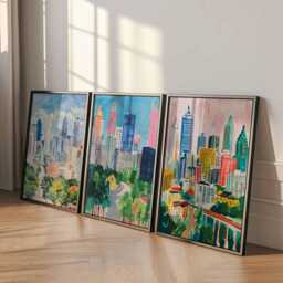 Set Of 3 Atlanta Georgia Posters, Travel Posters Set, Prints, Wall Art, City Decor, Skyline Print - thumbnail 4