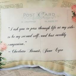 Romantic Classic Novel Jane Eyre Gift Pillow, Book Lover Gift, Shabby Chic, Light Academia Nook Home Library Decor - thumbnail 2