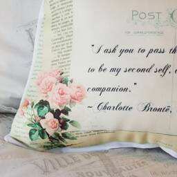 Romantic Classic Novel Jane Eyre Gift Pillow, Book Lover Gift, Shabby Chic, Light Academia Nook Home Library Decor - thumbnail 3