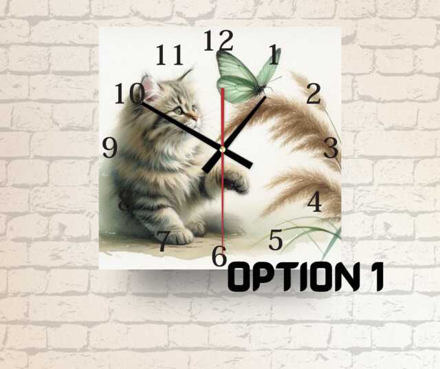 Cat & Butterfly Glass Wall Clock Playful Nature-Inspired Decor - image 1