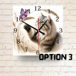 Cat & Butterfly Glass Wall Clock Playful Nature-Inspired Decor - thumbnail 3