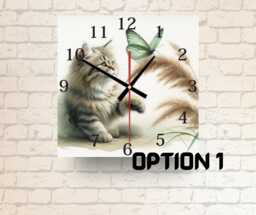 Cat & Butterfly Glass Wall Clock Playful Nature-Inspired Decor