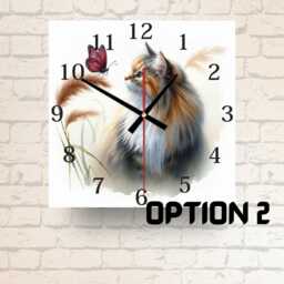 Cat & Butterfly Glass Wall Clock Playful Nature-Inspired Decor - thumbnail 2