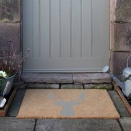 Grey Country Stag's Head Doormat - Stag Non Slip Floor Mat Home Decor Extra Large Indoor Outdoor Animal 90cm X60cm - thumbnail 3
