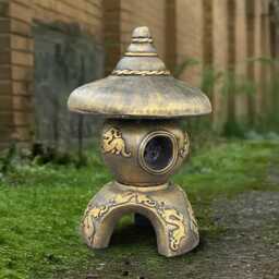 stone Bronze Pagoda Figurine Concrete Lantern Ornament Cement Asian Sculpture Pagoda Lover Gift Handmade Decoration Lover - thumbnail 4