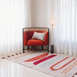 Modern Flatwoven Cotton Kilim Rug Beige Burnt Orange Copper Coral Art Deco 8x10Ft 5x8 6x9 9x12 Ancient Egypt Living Room Area Tassels - thumbnail 4
