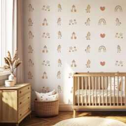Unicorn Wall Decals Neutral Nursery Decor Boho Rainbow Stickers Baby Girl Peel & Stick - thumbnail 2
