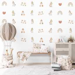 Unicorn Wall Decals Neutral Nursery Decor Boho Rainbow Stickers Baby Girl Peel & Stick - thumbnail 1