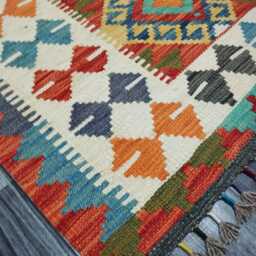 Tribal Kilim Rug, Handmade Artisan Afghan Turkish Scandinavian Navajo Bohemian Flatweave Wool Rug 117x83 cm - thumbnail 3