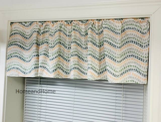 Valance. Cafe Curtains. Retro Curtain Gray, Sage Green & Soft Peach Pink Topper Window Valance Treatments Kitchen Valance - image 1