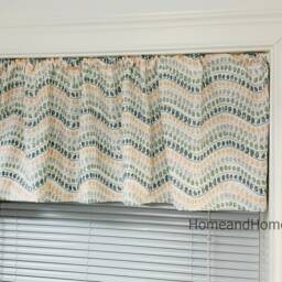 Valance. Cafe Curtains. Retro Curtain Gray, Sage Green & Soft Peach Pink Topper Window Valance Treatments Kitchen Valance - thumbnail 2