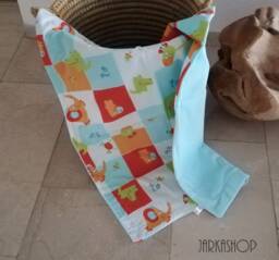 Baby Blanket Elephant Turquoise - Orange Mint, Crawling Blanket, Cuddly Stroller Wrap Pad For On The Go