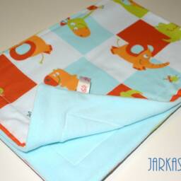 Baby Blanket Elephant Turquoise - Orange Mint, Crawling Blanket, Cuddly Stroller Wrap Pad For On The Go - thumbnail 2