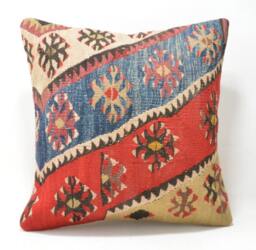 Kilim Cushion Cover, Kilim Pillow, Home Decor, Cojin Lana , Unico , 16x16Inc, Decor , Decorative Pillow - thumbnail 1