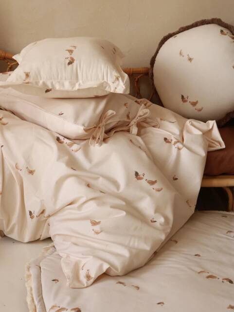 Handmade Retro Hens Cotton Bedding Set Ecru Designer Duvet Cover - image 1