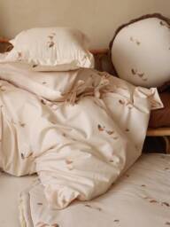 Handmade Retro Hens Cotton Bedding Set Ecru Designer Duvet Cover