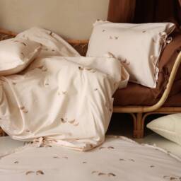 Handmade Retro Hens Cotton Bedding Set Ecru Designer Duvet Cover - thumbnail 3