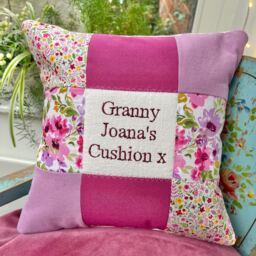 Handmade Embroidered Floral Patchwork Cushion - Special Grandma Gift- Mother's Day Gift - thumbnail 2