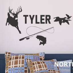 Custom Hunting & Fishing Wall Decal - Kids Nursery Boys Decal, Personalized Name Decor - thumbnail 2