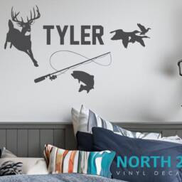 Custom Hunting & Fishing Wall Decal - Kids Nursery Boys Decal, Personalized Name Decor - thumbnail 3