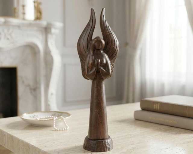 "Wood Sculpture ""Praying Angel" - image 1