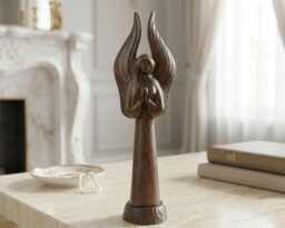 "Wood Sculpture ""Praying Angel" - thumbnail 1