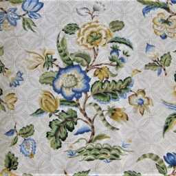 Schumacher Abloom Floral Cushion Cover Blue, Yellow, Green Linen Cotton Pillow - thumbnail 2