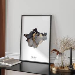 Cheshire Map Black & Gold Wall Art Print - England United Kingdom Great Britain - thumbnail 1