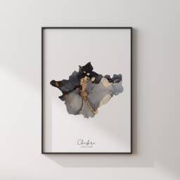 Cheshire Map Black & Gold Wall Art Print - England United Kingdom Great Britain - thumbnail 3