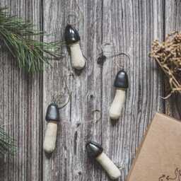 Christmas Mushrooms With Hooks Ceramic Vintage Tree Ornaments, Handmade Stinkhorn - thumbnail 2