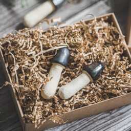 Christmas Mushrooms With Hooks Ceramic Vintage Tree Ornaments, Handmade Stinkhorn - thumbnail 4