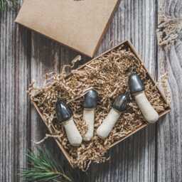 Christmas Mushrooms With Hooks Ceramic Vintage Tree Ornaments, Handmade Stinkhorn