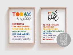 Set Of 2, I Am Prints, Rainbow Wall Art, Positive Affirmations, Girls Bedroom Prints , Boys Motivational, Art - thumbnail 1