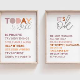 Set Of 2, I Am Prints, Rainbow Wall Art, Positive Affirmations, Girls Bedroom Prints , Boys Motivational, Art - thumbnail 2