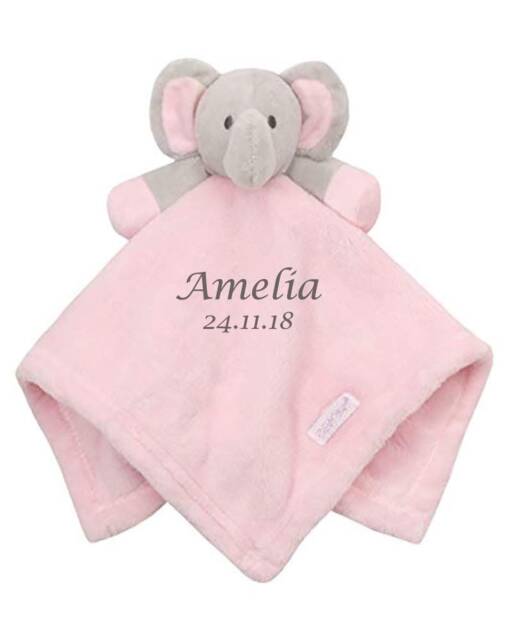 Personalized Elephant Baby Comforter Embroidered Fleece Taggy Blanket - image 1