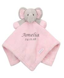 Personalized Elephant Baby Comforter Embroidered Fleece Taggy Blanket - thumbnail 1